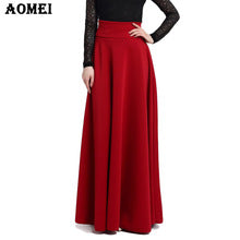 AOMEI S M L High Waist Pleat Elegant Wine Red Solid Color