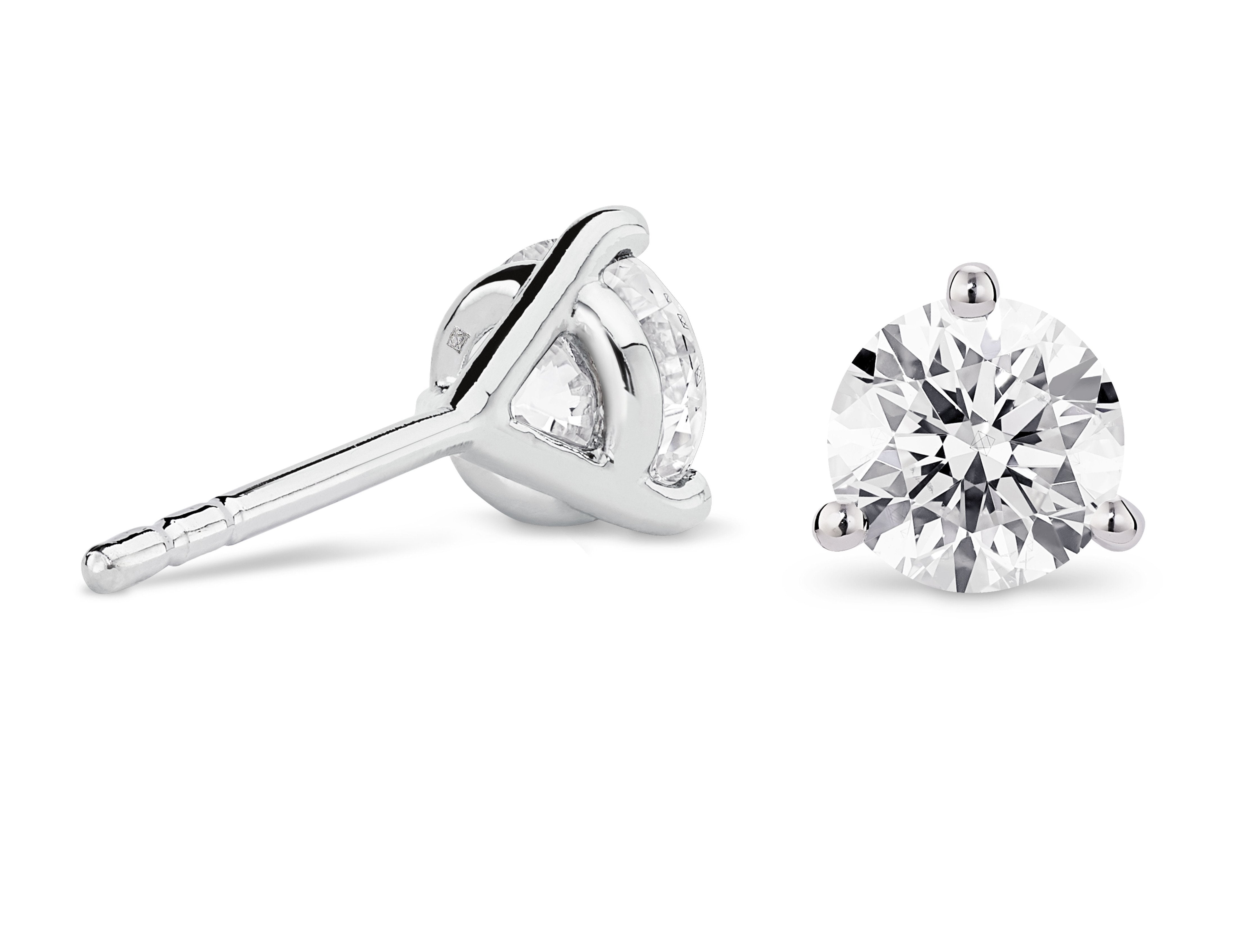 Lab-Grown Diamond 2ct. Tw. Round Brilliant Solitaire 14k Gold Studs