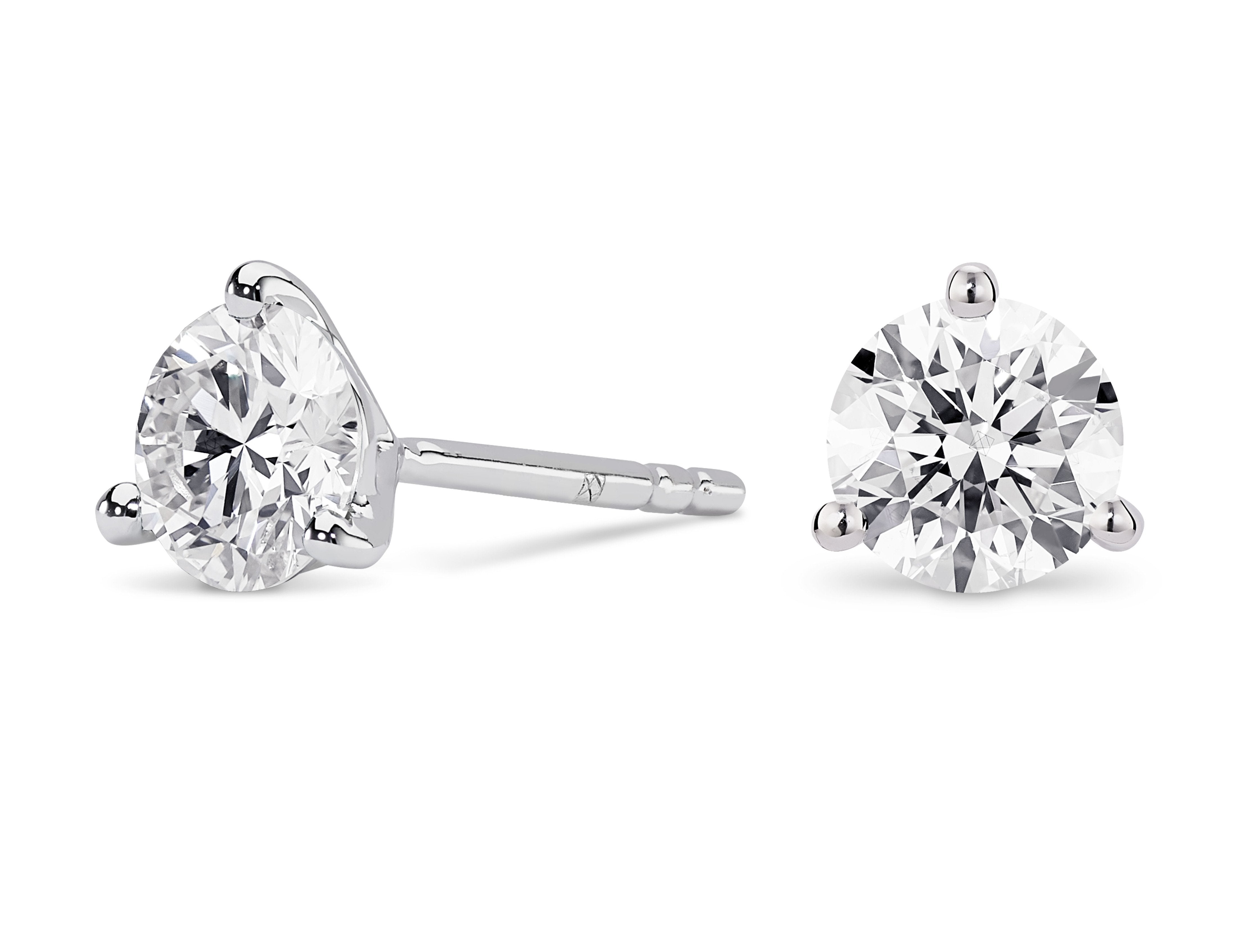 Lab-Grown Diamond 2ct. Tw. Round Brilliant Solitaire 14k Gold Studs