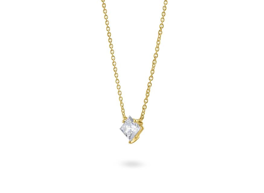Lab-Grown Diamond 1ct. Princess Cut 14k Gold Pendant