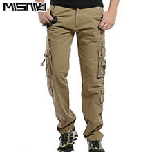 MISNIKI Top Solid Cotton Cargo Pants Casual Men Trousers