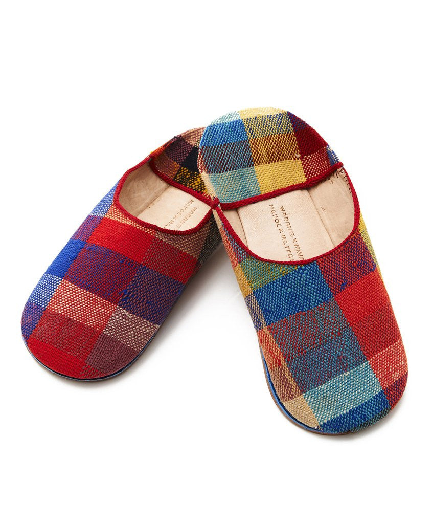 Bright Plaid Wool Babouche Slippersrty