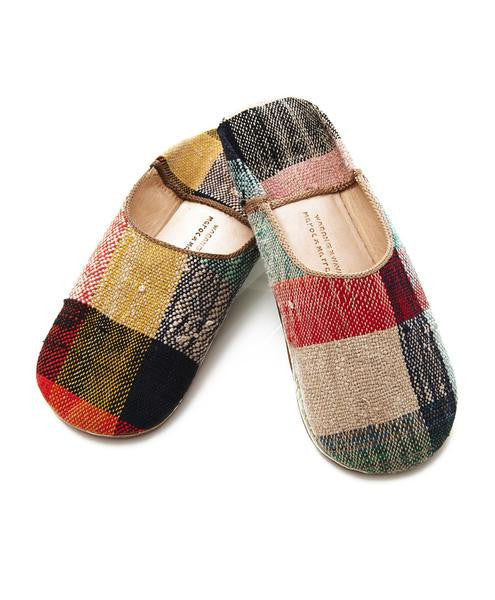 Bright Plaid Wool Babouche Slippersrty