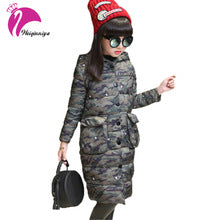 Girls Cotton Coat Winter Long Sleeve Hooded Camouflage