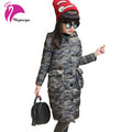 Girls Cotton Coat Winter Long Sleeve Hooded Camouflage