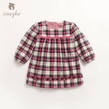 Simyke Plaid Dresses Children's Autumn Long Sleeve Toddler