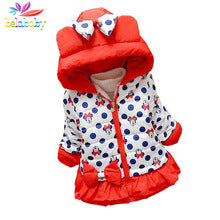 Belababy Baby Girls Coat Winter Cute Children Hooded Cotton