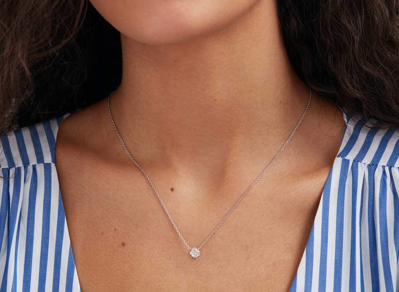 Lab-Grown Diamond 1ct. Cushion Cut Gold Pendant