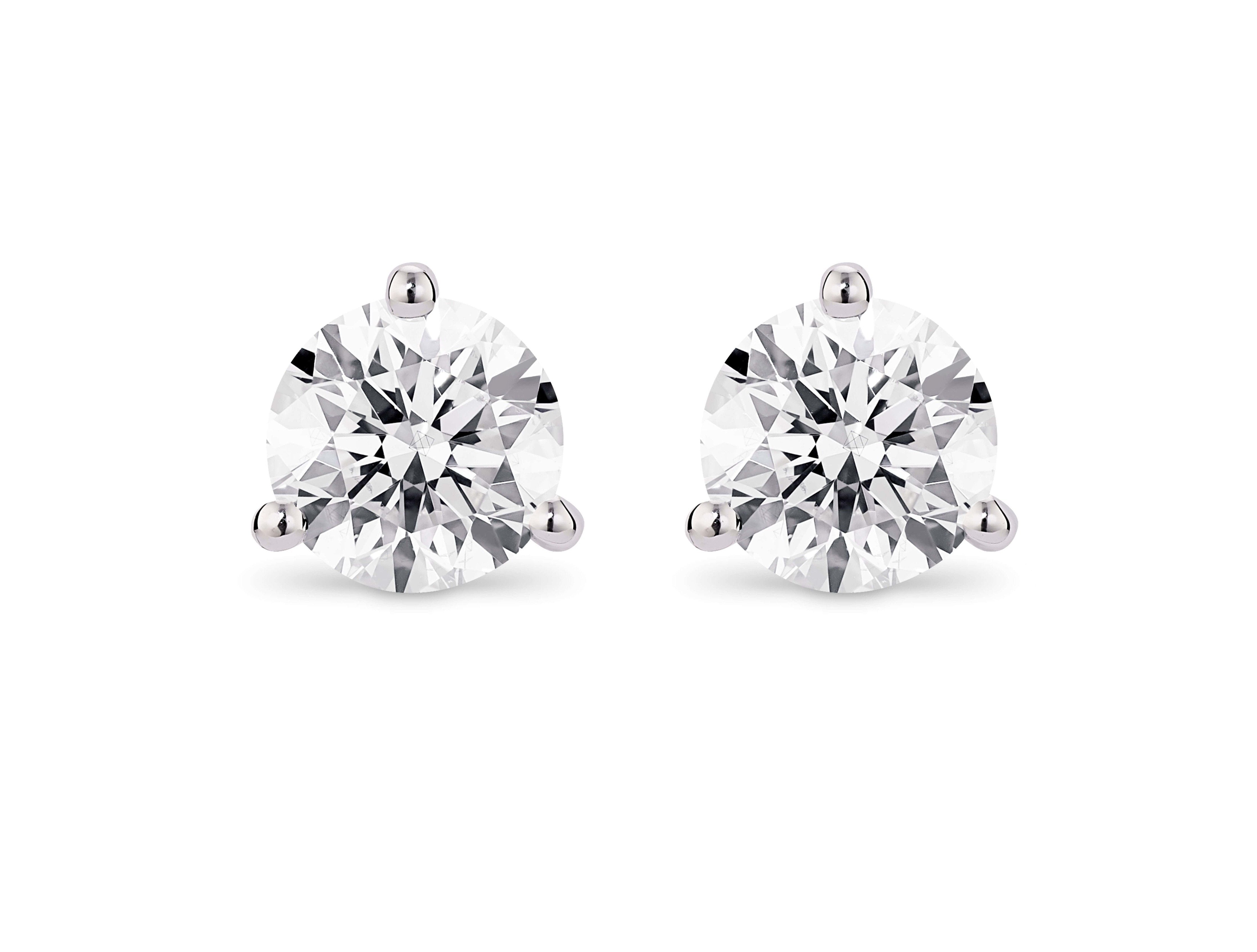 Lab-Grown Diamond 2ct. Tw. Round Brilliant Solitaire 14k Gold Studs